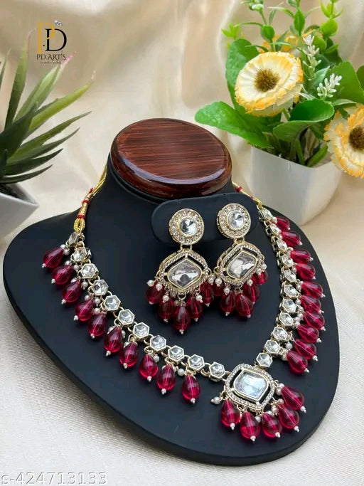 Premium Rani Colour Choker Necklace Set For Women's