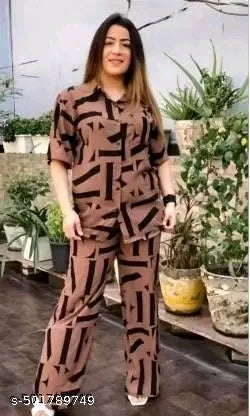 Women Printed shirt and Trouser Co- Ords Set