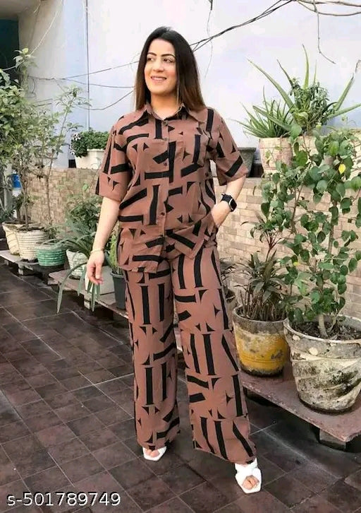 Women Printed shirt and Trouser Co- Ords Set